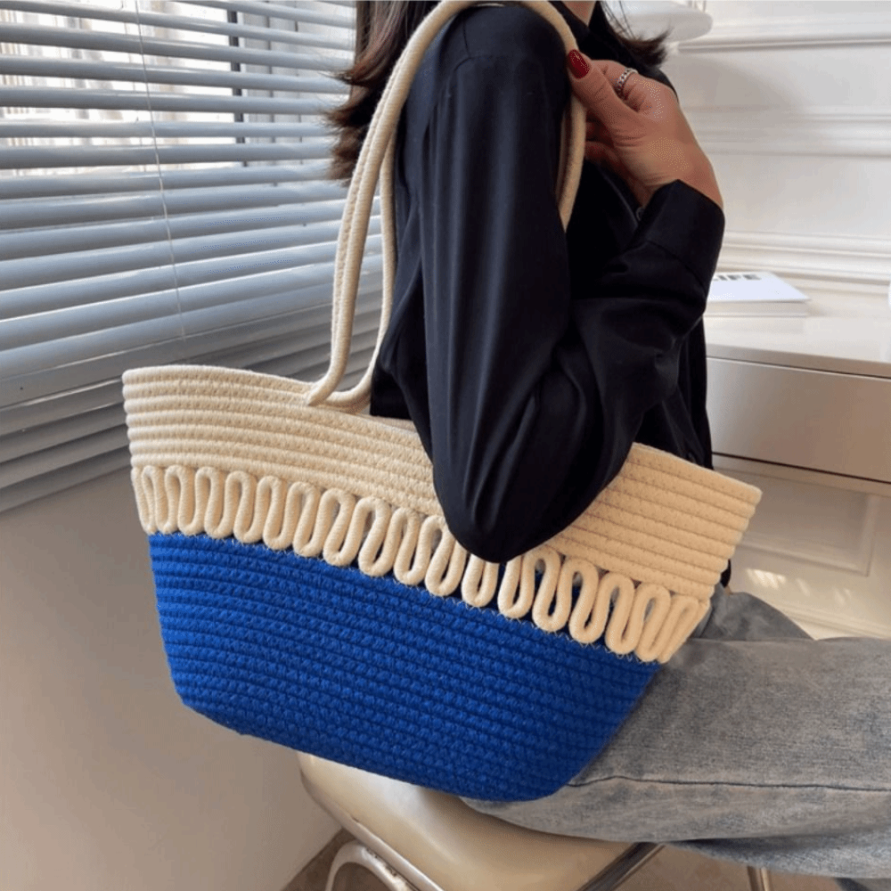 Woven Straw Bag - Casual Nylon Woven Tote Bag Knitted