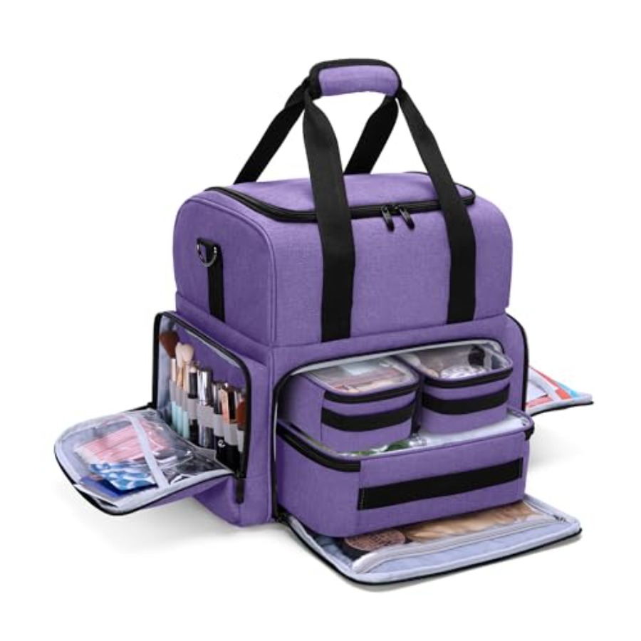 Woman In Bag - 2 Layers Large Travel Makeup Bag