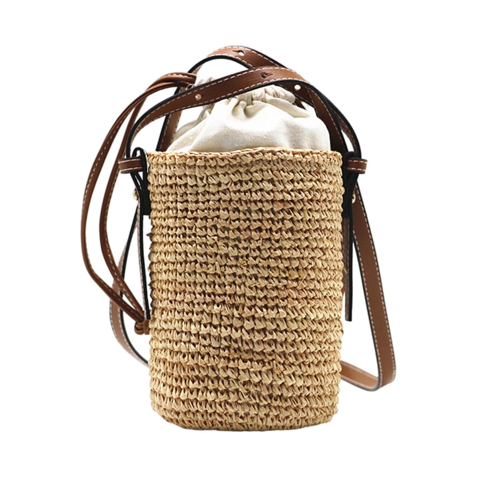Women'S Bags Holiday - Round Straw Tote Weaving Handbag Drum