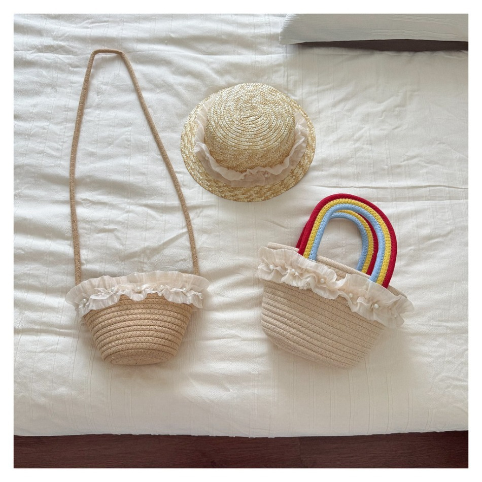Woven Straw Bag - Kids Summer Straw Hat and Bag