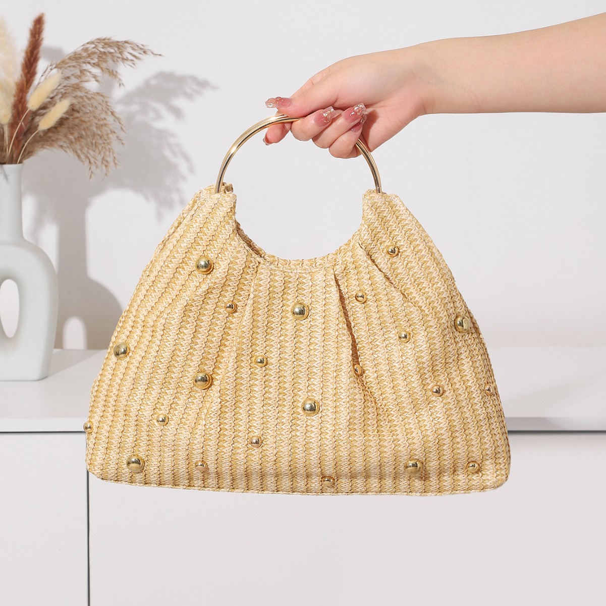 Women'S Bags Holiday - New popular fashion beaded straw bag,