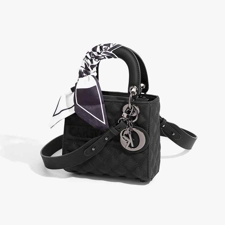 Top Handle Structured - Genuine Leather Quilted Top Handle Bag
