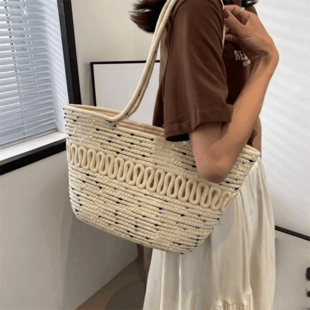 Casual Nylon Woven Tote Bag Kn - Woven Straw Bag review and price