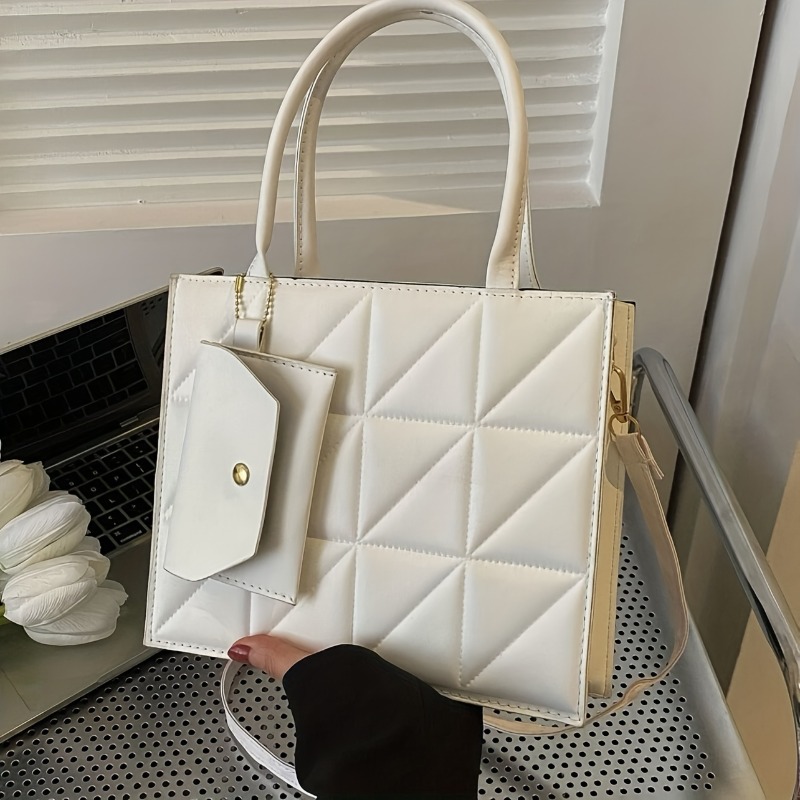 Stylish Quilted Tote Bag, Stru - Top Handle Structured review and price
