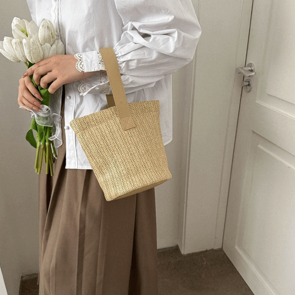 Fashion PU Straw Bucket Bag Ko - Woven Straw Bag review and price