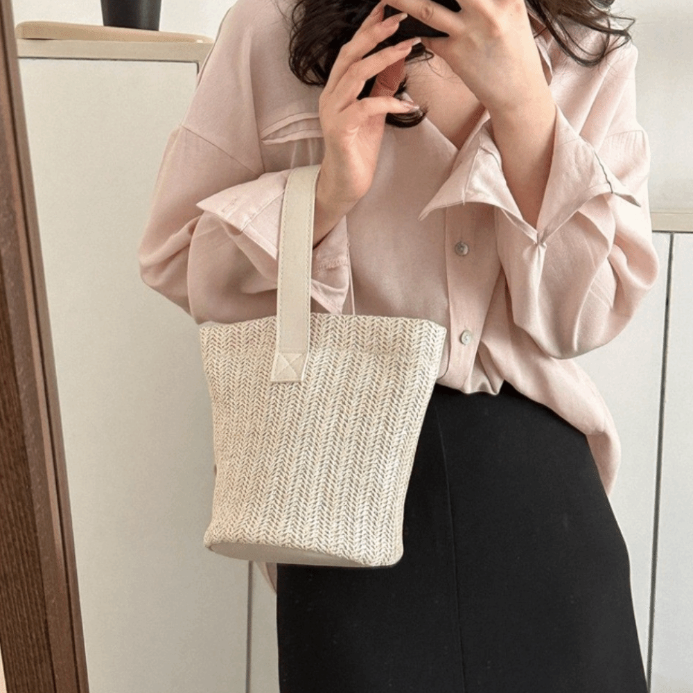 Fashion PU Straw Bucket Bag Ko - Woven Straw Bag review and price