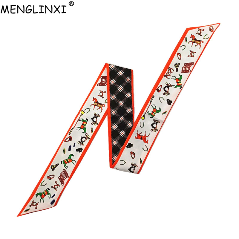 Horse Plaid Skinny Scarf Women - Women Bags Luxury Brands review and price