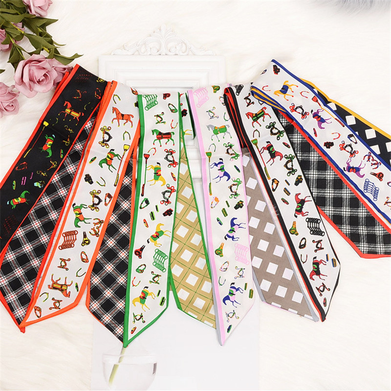 Horse Plaid Skinny Scarf Women - Women Bags Luxury Brands review and price