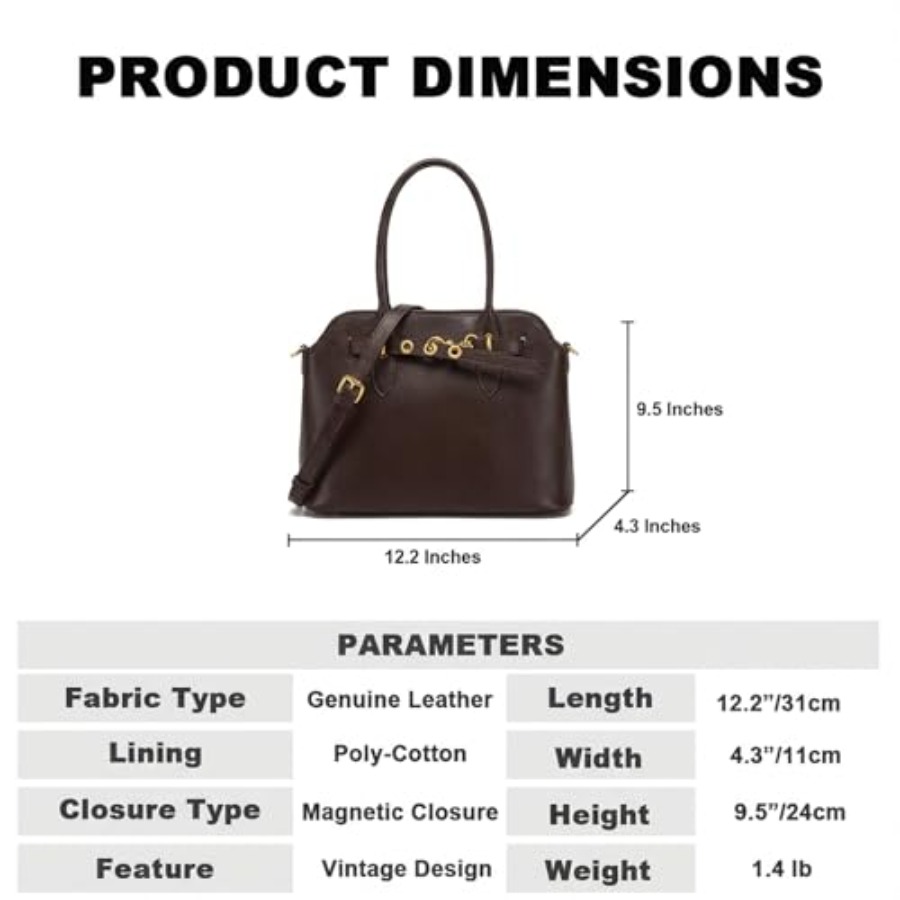 Genuine Leather Satchel Crossb - Top Handle Structured review and price