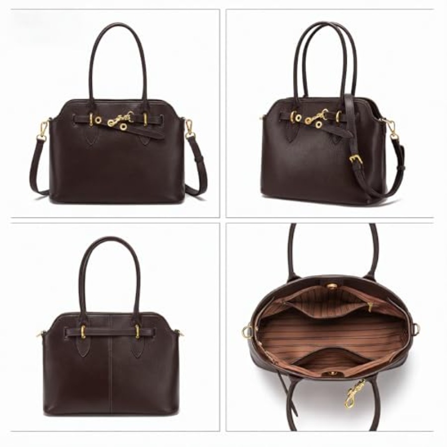 Genuine Leather Satchel Crossb - Top Handle Structured review and price