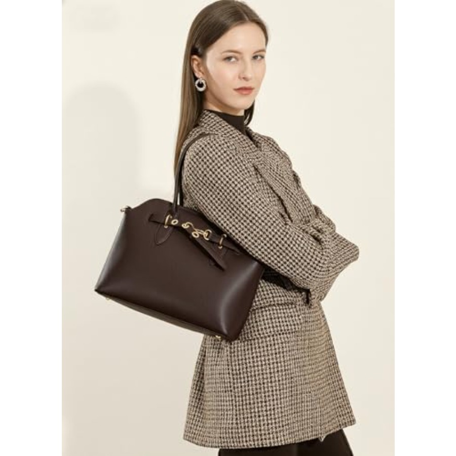 Genuine Leather Satchel Crossb - Top Handle Structured review and price