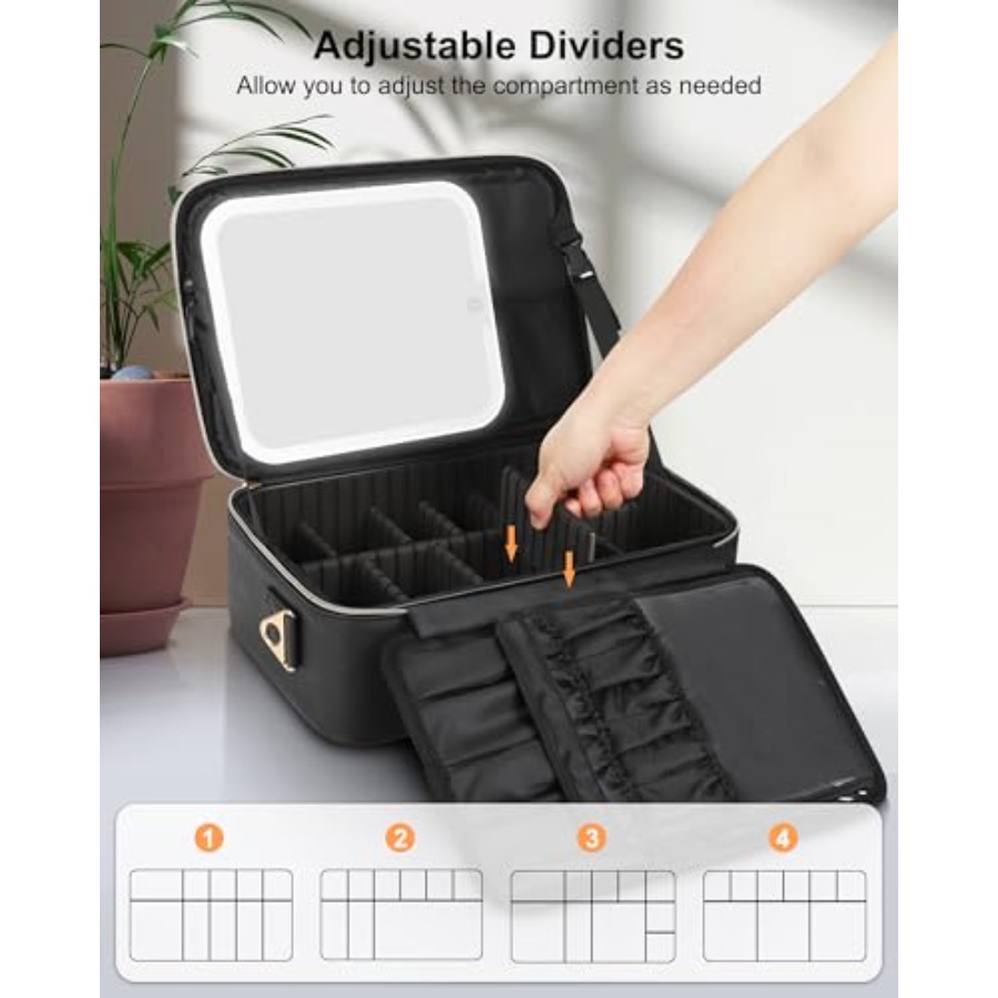 Makeup Bag with LED Mirror, Tr - Women Vanity Bags review and price