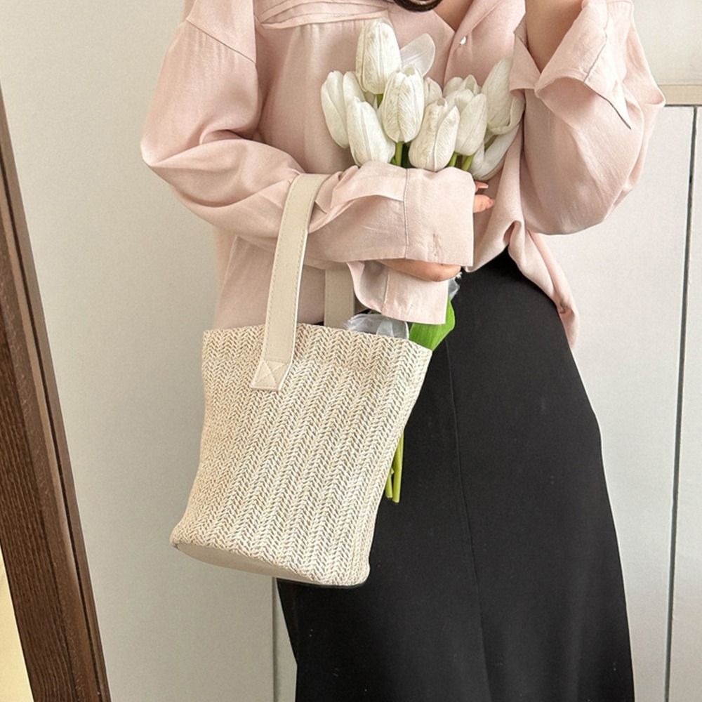 Sweet PU Straw Bucket Bag Kore - Woven Straw Bag review and price