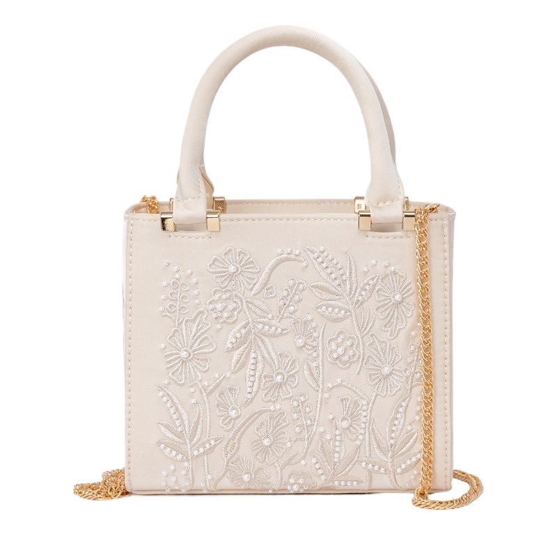 Embroidered Pearl Handbag Vint - Top Handle Structured review and price