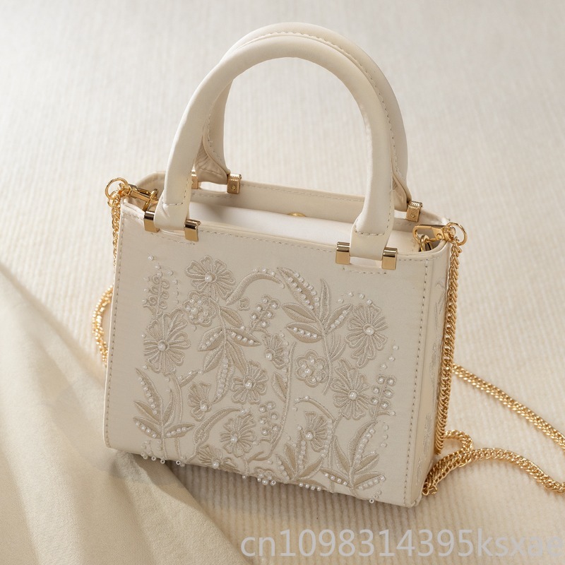 Embroidered Pearl Handbag Vint - Top Handle Structured review and price