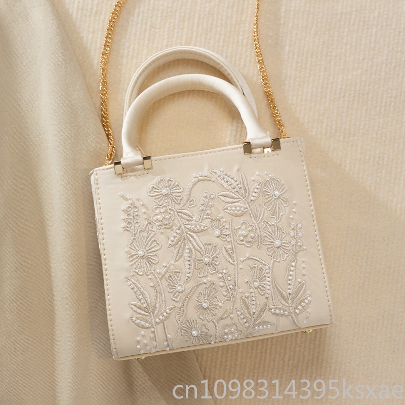 Embroidered Pearl Handbag Vint - Top Handle Structured review and price