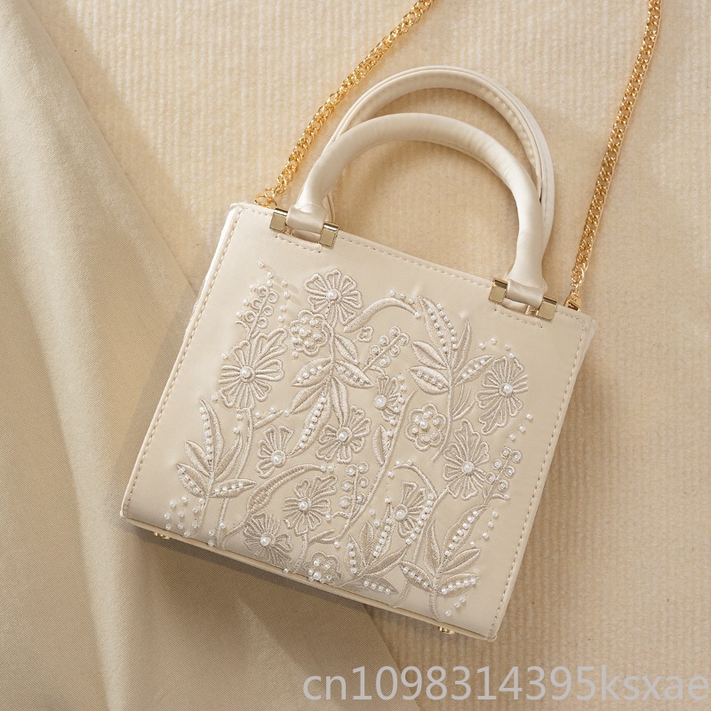 Embroidered Pearl Handbag Vint - Top Handle Structured review and price