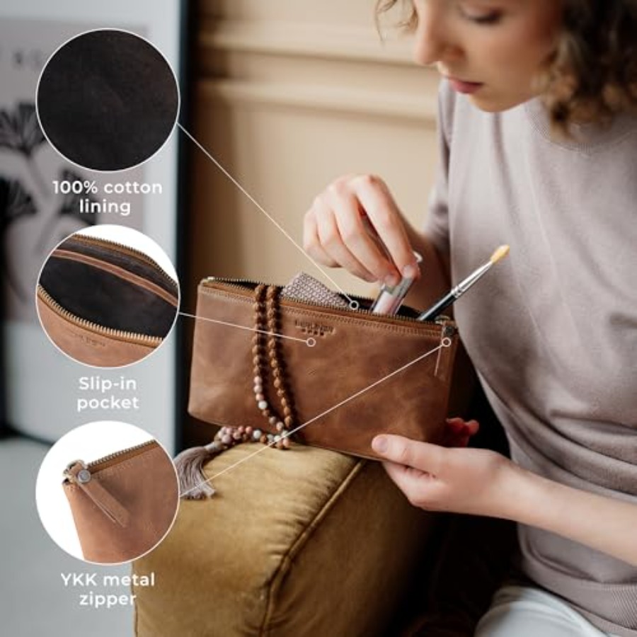 Vintage Genuine Leather Makeup - Woman In Bag review and price
